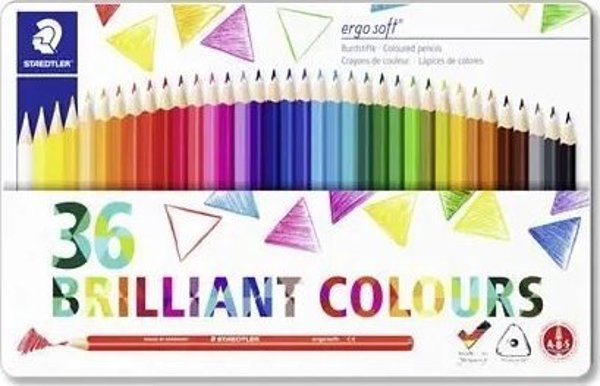 Staedtler Ergosoft Χρωματιστά Μολύβια, Σετ 36 Τεμάχια, Τριγωνικά, Εργονομικός Σχεδιασμός