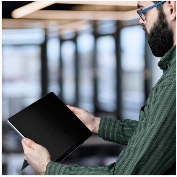 StarTech .com 4-Way 12.3in Surface Pro 4/5/6/7/7+ Privacy Screen Filter, Portrait/Landscape, Touch-Enabled, +/- 30 Deg. View, Blue Light Reduction, Matte Finish - Filtr prywatności do notebooka (poziomy) - klejący - 31.24 cm (12.3'') - czarny