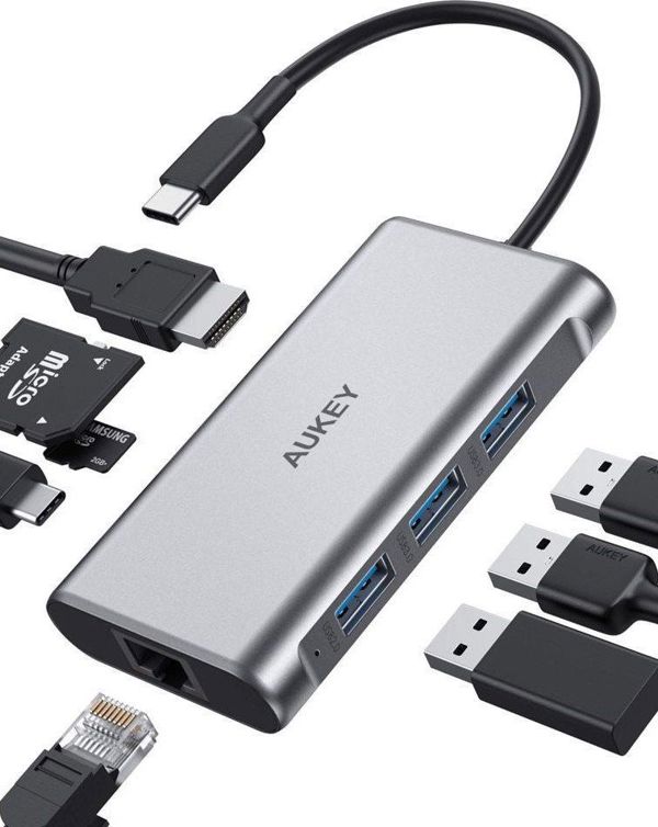 Σταθμός/αναπαραγωγέας Aukey USB-C 8 σε 1 (CB-C91)
