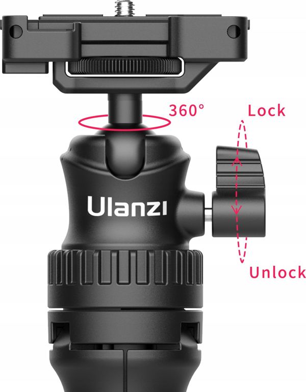 Ulanzi MT-34 Τρίποδο 3 σε 1 με Τηλεσκοπική Ρύθμιση Ύψους, 3D Κεφαλή και Βάση για Smartphone