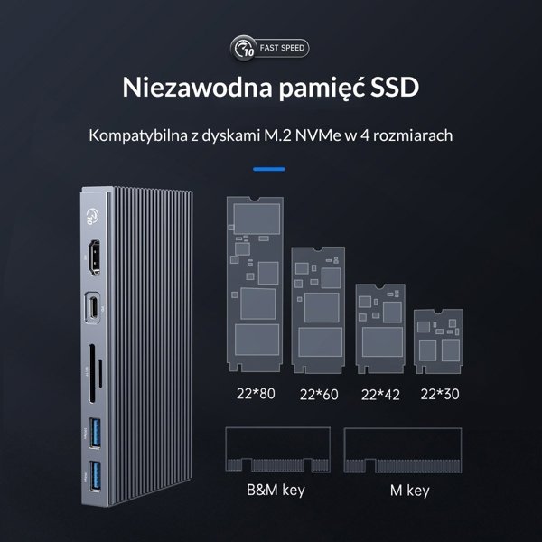 Orico 9-in-1 Docking Station CDH-9N-GY-BP, Σταθμός Σύνδεσης με 9 Θύρες, Γκρι