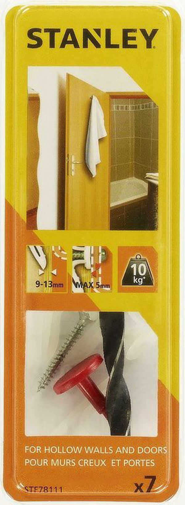 Stanley Σετ τοποθέτησης γάντζου πόρτας 7–13mm, 7 τεμ. (STF78111-XJ)