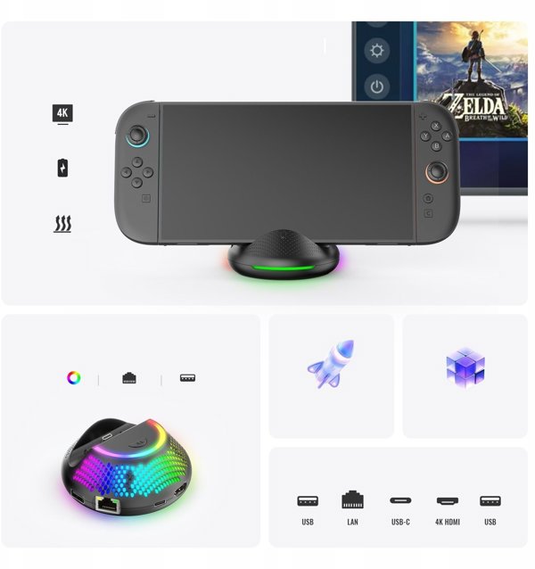 Βάση Σύνδεσης RGB HDMI 4K για Nintendo Switch 2 / Θύρα Dock TV + Φορτιστής / JYS-NS2289