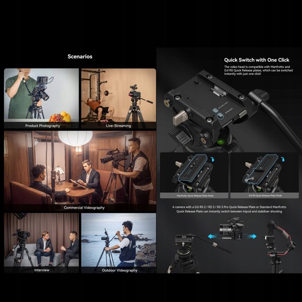 Statyw SmallRig 3989 Heavy-Duty Carbon Fiber Video Tripod Kit FreeBlazer