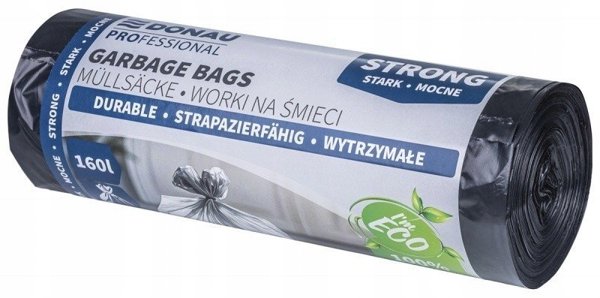 Staples Donau Professional Σακούλες Απορριμμάτων 160lt, Ανθεκτικές, Μαύρες, 10 Τεμάχια