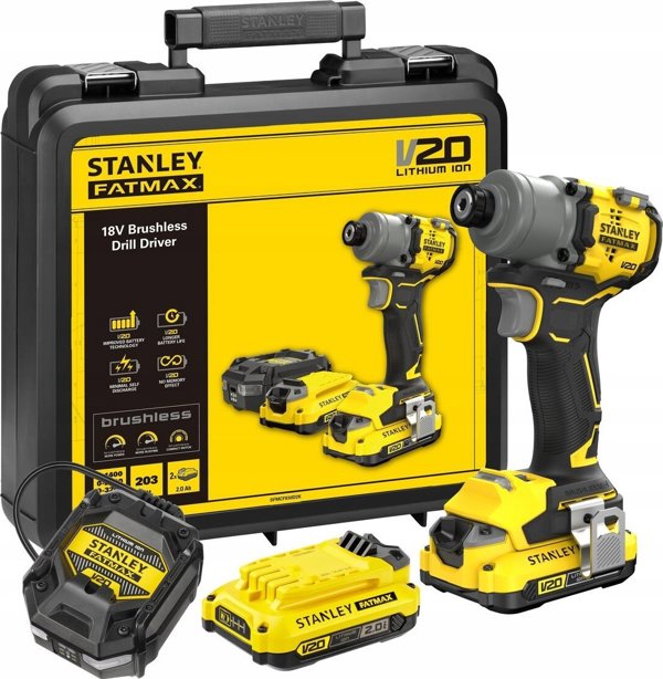 Stanley Παλμικό Κατσαβίδι 18V V20 SFMCF830D2K-QW Brushless 190Nm με 2 Μπαταρίες & Βαλιτσάκι