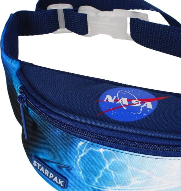 Starpak NASA Σακίδιο Μέσης, Τσαντάκι Στήθους με Φερμουάρ και Ρυθμιζόμενο Λουράκι, Μαύρο