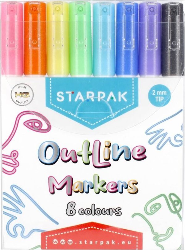 Starpak Μαρκαδόροι Περιγράμματος Outline Metallic, 8 Χρώματα, Σετ Σχεδίου