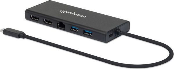 Manhattan USB-C Multiport Docking Station 152747 με HDMI, Gigabit Ethernet, Μαύρο
