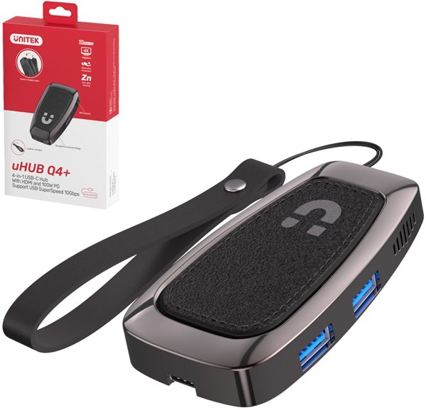 Unitek uHUB Q4+ USB-C Hub (D1053A) - Διανομέας USB 3.2 Gen2 με 3 Θύρες (USB-A & USB-C) - 10 Gbps
