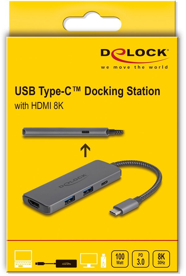 Delock USB Type-C Docking Station 8K, HDMI, USB, PD 3.0 100W, Μαύρο