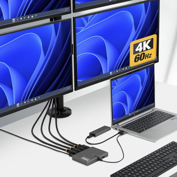 StarTech USB-C Docking Station για 4 Οθόνες 4K 60Hz με 140W PD Passthrough, USB Θύρες για Πληκτρολόγιο και Ποντίκι
