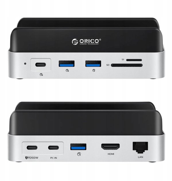 Stacja dokujaca Orico MiniDock 10w1 z kieszenia na dysk twardy SSD srebrna