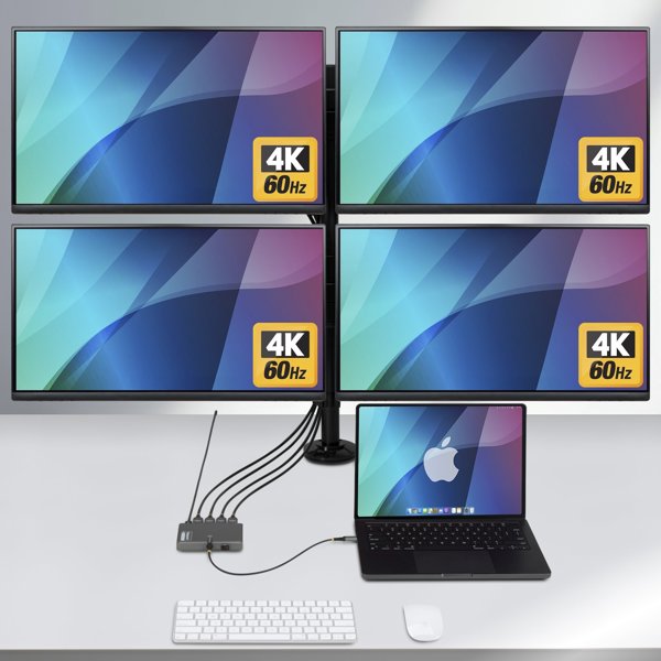 Stacja/replikator StarTech STARTECH.COM USB-C do 4-Monitor Workstation Adapter 4K 60Hz HDMI 140W PD Passthrough USB dla klawiatury i myszy TAA