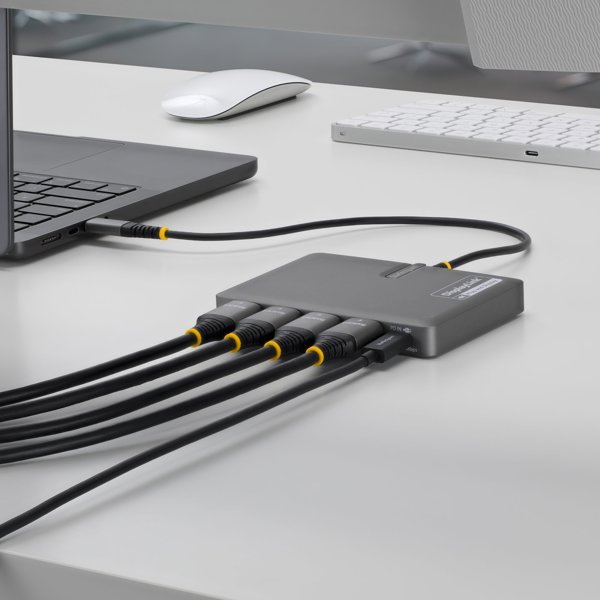 Stacja/replikator StarTech STARTECH.COM USB-C do 4-Monitor Workstation Adapter 4K 60Hz HDMI 140W PD Passthrough USB dla klawiatury i myszy TAA