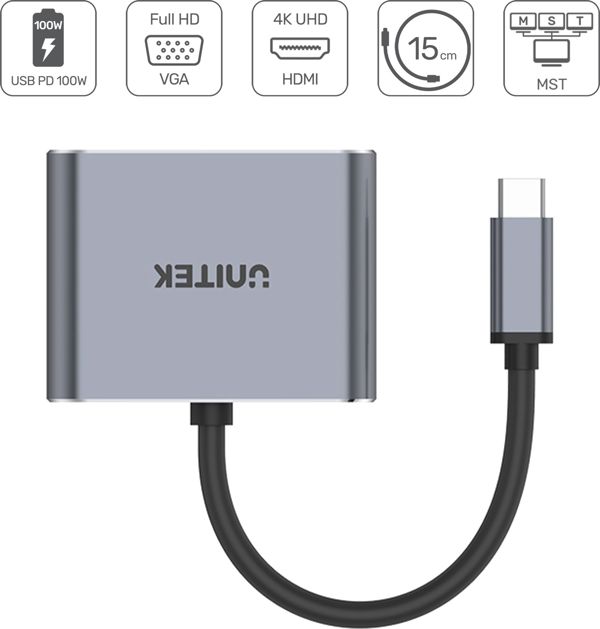 Unitek Q4 Lite USB-C Hub & Docking Station D1049A, Με Power Delivery 100W