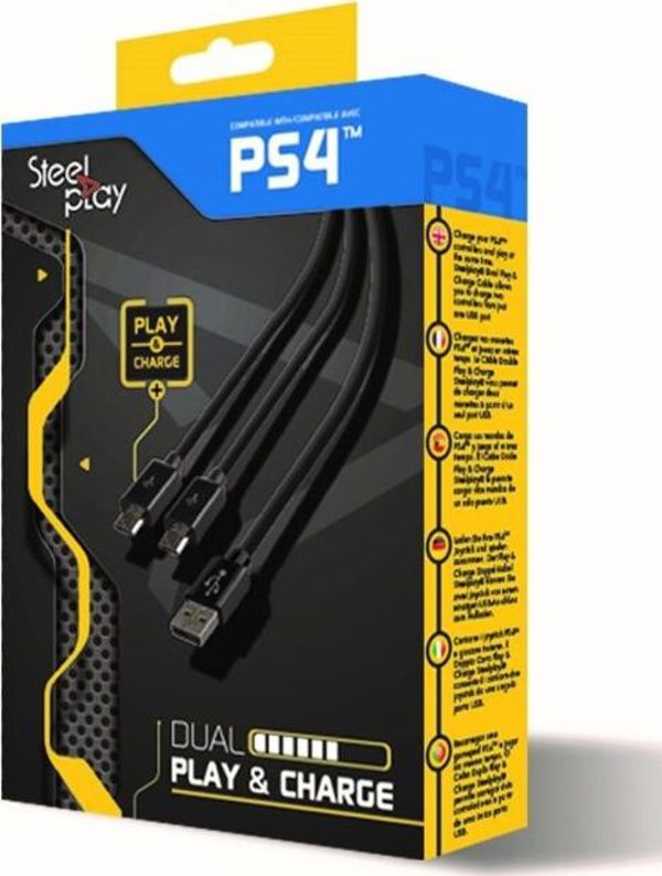 Καλώδιο SteelPlay USB σε USB-Micro Play&Charge για PS4 μαύρο