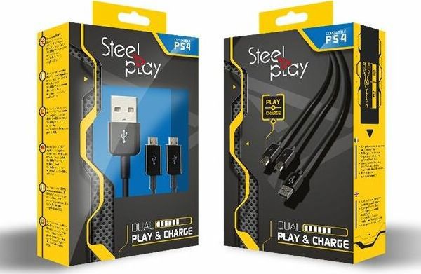 Καλώδιο SteelPlay USB σε USB-Micro Play&Charge για PS4 μαύρο