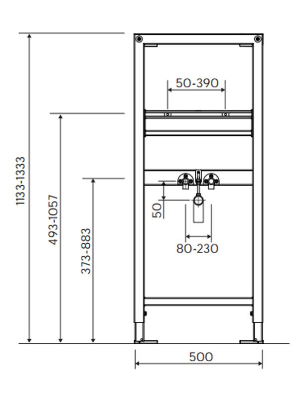 Koło Technic GT Σκελετός Νιπτήρα 50cm, Ύψος 113-133cm, Για Άτομα με Αναπηρία (99402000)