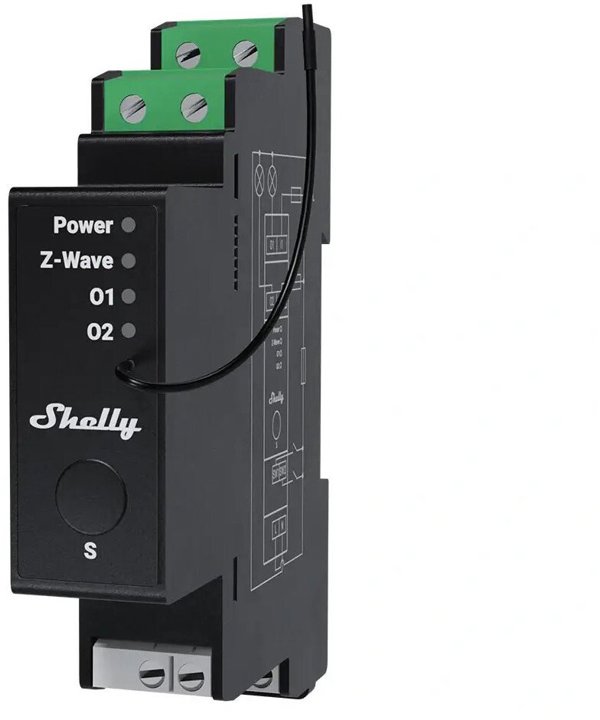 Διπλός Ελεγκτής Ρομπότ σε Ράγα DIN Z-Wave Shelly Wave Pro 2PM LR