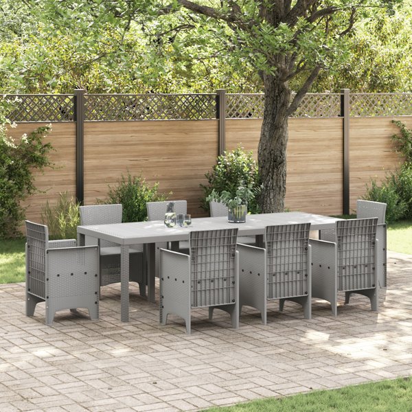 vidaXL Τραπέζι Κήπου Ανοιχτό Γκρι Poly Rattan