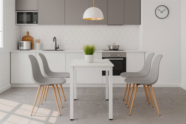 Stol prostokatny do kuchni i biura TESSA 120x60 bialy metalowe nogi