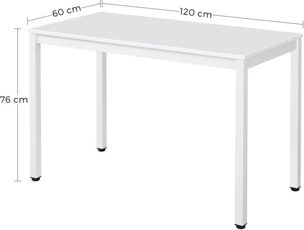 Stol prostokatny do kuchni i biura TESSA 120x60 bialy metalowe nogi