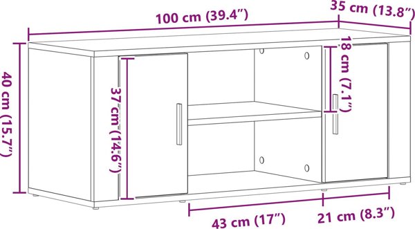 Mesa TV vidaXL MDF madera envejecida