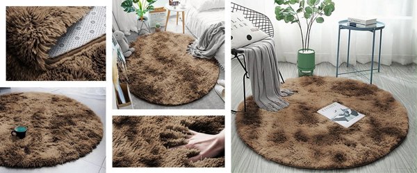Strado Στρογγυλό Χαλί Ombre 200x200 OmbreCoffee Καφέ