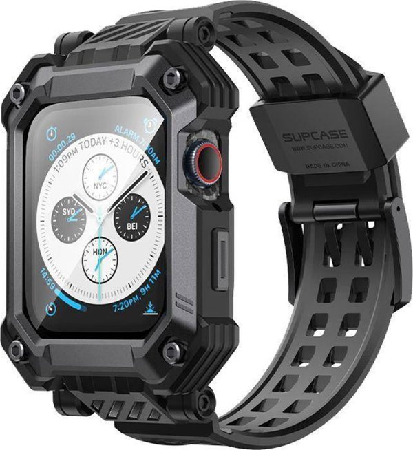 Supcase Θηκη + Θωρακισμένο Γυαλι APPLE WATCH 4 / 5 / 6 / 7 / 8 / SE ( 44 / 45 MM) Supcase Unicorn Beetle Pro & Tempered Glass μαυρο