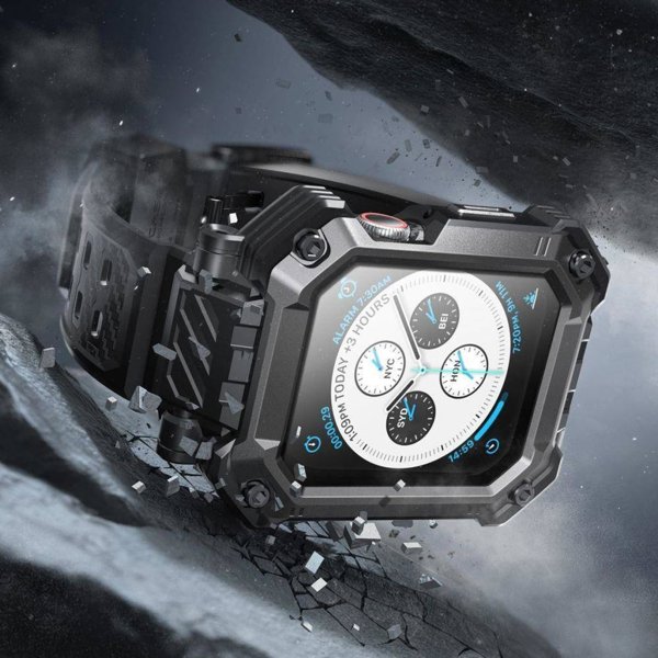 Supcase Θηκη + Θωρακισμένο Γυαλι APPLE WATCH 4 / 5 / 6 / 7 / 8 / SE ( 44 / 45 MM) Supcase Unicorn Beetle Pro & Tempered Glass μαυρο