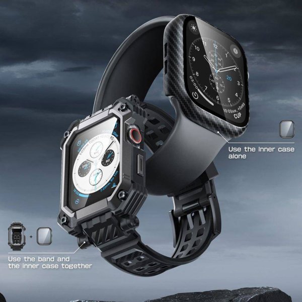Supcase Θηκη + Θωρακισμένο Γυαλι APPLE WATCH 4 / 5 / 6 / 7 / 8 / SE ( 44 / 45 MM) Supcase Unicorn Beetle Pro & Tempered Glass μαυρο