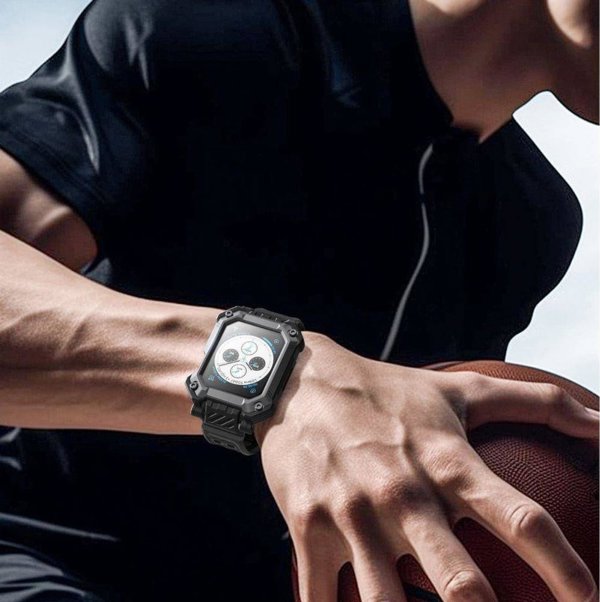 Supcase Θηκη + Θωρακισμένο Γυαλι APPLE WATCH 4 / 5 / 6 / 7 / 8 / SE ( 44 / 45 MM) Supcase Unicorn Beetle Pro & Tempered Glass μαυρο