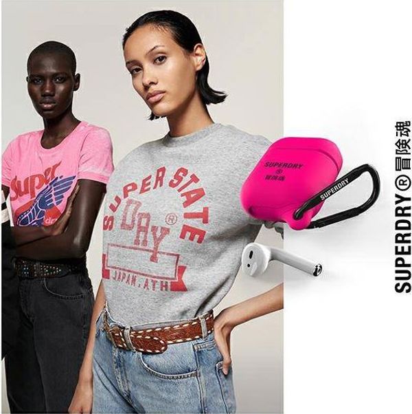 Superdry Θήκη Προστασίας για AirPods 1/2, Αδιάβροχη με Καραμπίνερ, Ροζ