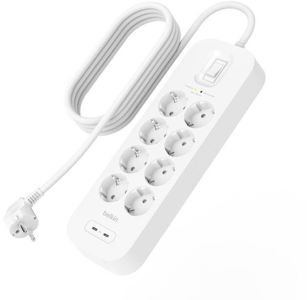 Surge Protection w. USB C 8 Outlet Dual