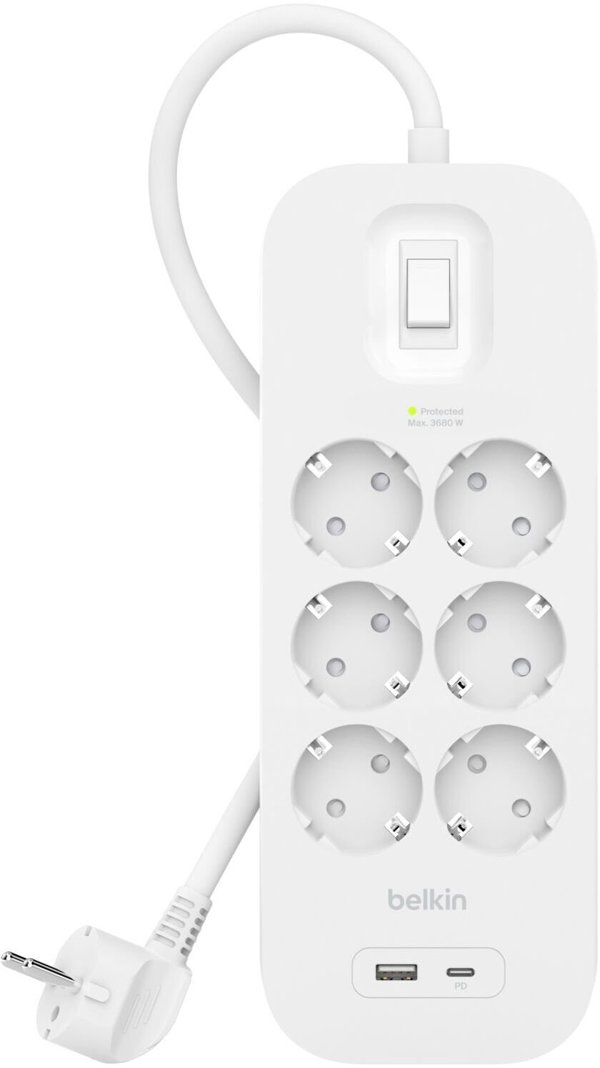 Surge Protection with USB C 6 Outlet