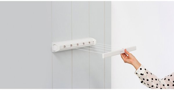 Brabantia Pull-Out Απλώστρα Τοίχου, 22m Μήκος Στεγνώματος, Λευκό, έως 4,4m