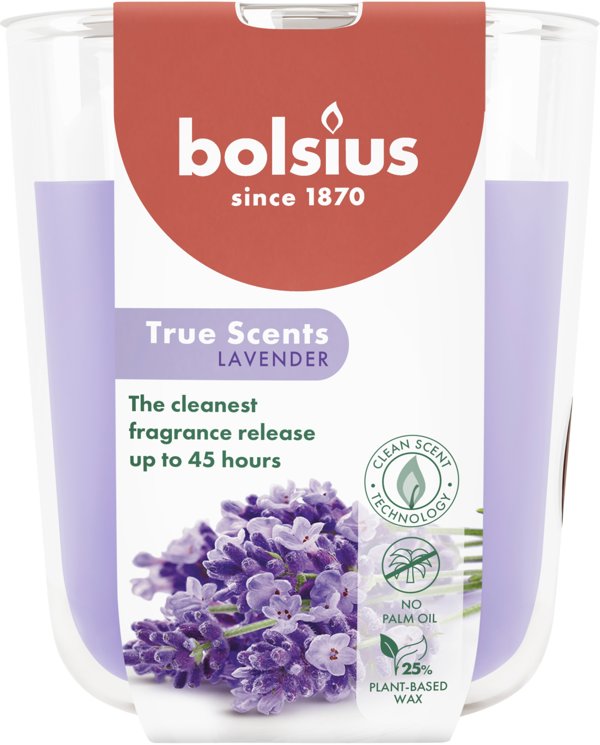 Svece arom. stikla gl. True Scents O97x85mm lavender  8717847190765 8717847190765 (8717847190765)