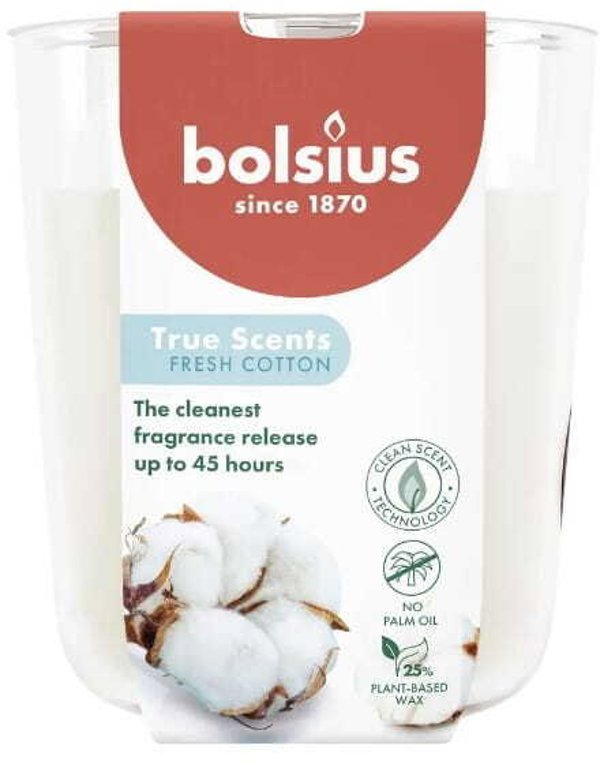 Svece arom. stikla gl. True Scents O97x85mm fresh cotton  8717847190581 8717847190581 (8717847190581)