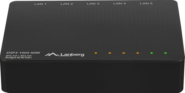 Lanberg DSP3-1005-60W PoE+ Gigabit Switch, 5 Θύρες, 60W Budget, Μη Διαχειριζόμενος Επιτραπέζιος Διακόπτης