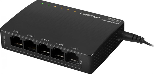 Lanberg DSP3-1005-60W PoE+ Gigabit Switch, 5 Θύρες, 60W Budget, Μη Διαχειριζόμενος Επιτραπέζιος Διακόπτης