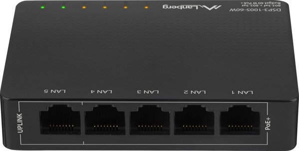 Lanberg DSP3-1005-60W PoE+ Gigabit Switch, 5 Θύρες, 60W Budget, Μη Διαχειριζόμενος Επιτραπέζιος Διακόπτης