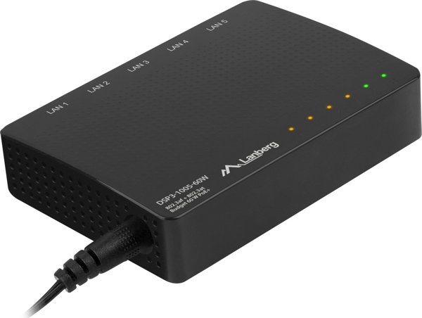Lanberg DSP3-1005-60W PoE+ Gigabit Switch, 5 Θύρες, 60W Budget, Μη Διαχειριζόμενος Επιτραπέζιος Διακόπτης