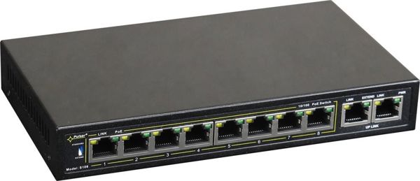 Διακόπτης Pulsar S108-90W, PoE Switch 8 Θυρών για Ράφι, 190mm