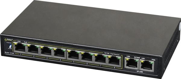 Διακόπτης Pulsar S108-90W, PoE Switch 8 Θυρών για Ράφι, 190mm