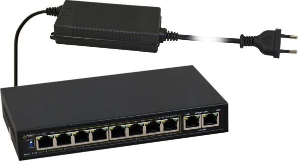 Διακόπτης Pulsar S108-90W, PoE Switch 8 Θυρών για Ράφι, 190mm