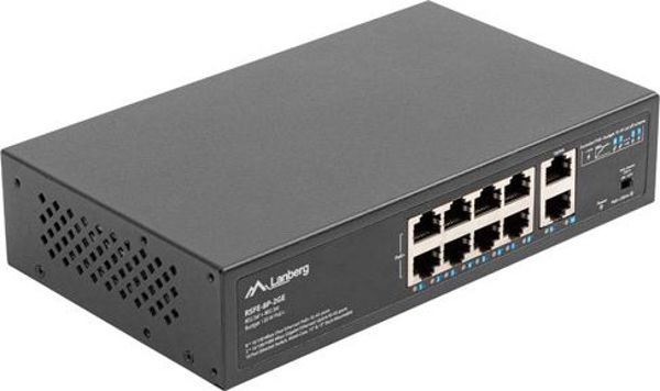 Lanberg RSFE-8P-2GE-120 PoE+ Switch, 8 Θυρών, 10/100/1000Mbps, 120W
