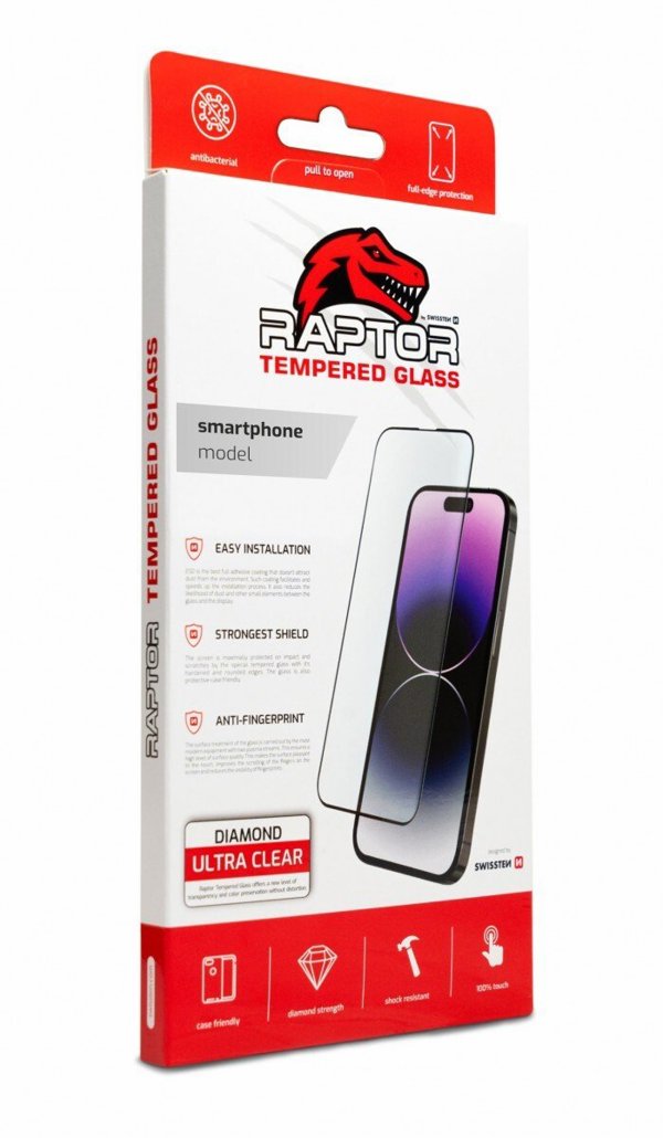 Swissten Raptor Diamond Ultra Full Face Tempered Glass for Apple iPhone 16 Plus