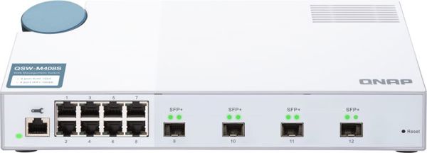 Qnap QSW-M408S Managed Switch Layer 2, 4x 10GbE SFP+ & 8x Gigabit Ports