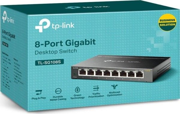 TP-Link TL-SG108S Gigabit Switch 8 Θυρών 10/100/1000Mbps, Desktop